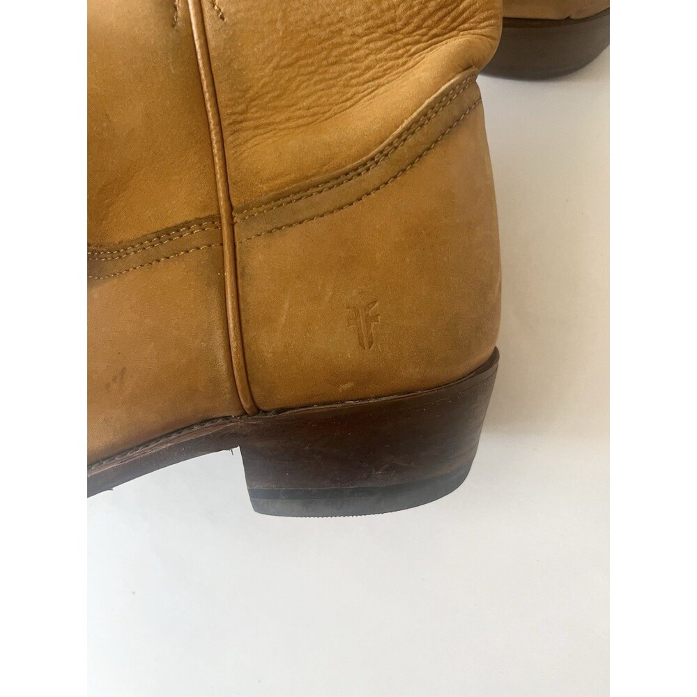 Frye Western Distressed Leather Billy Short Cow Girl Boots/Booties Cognac 7.5 - Picture 2 of 11